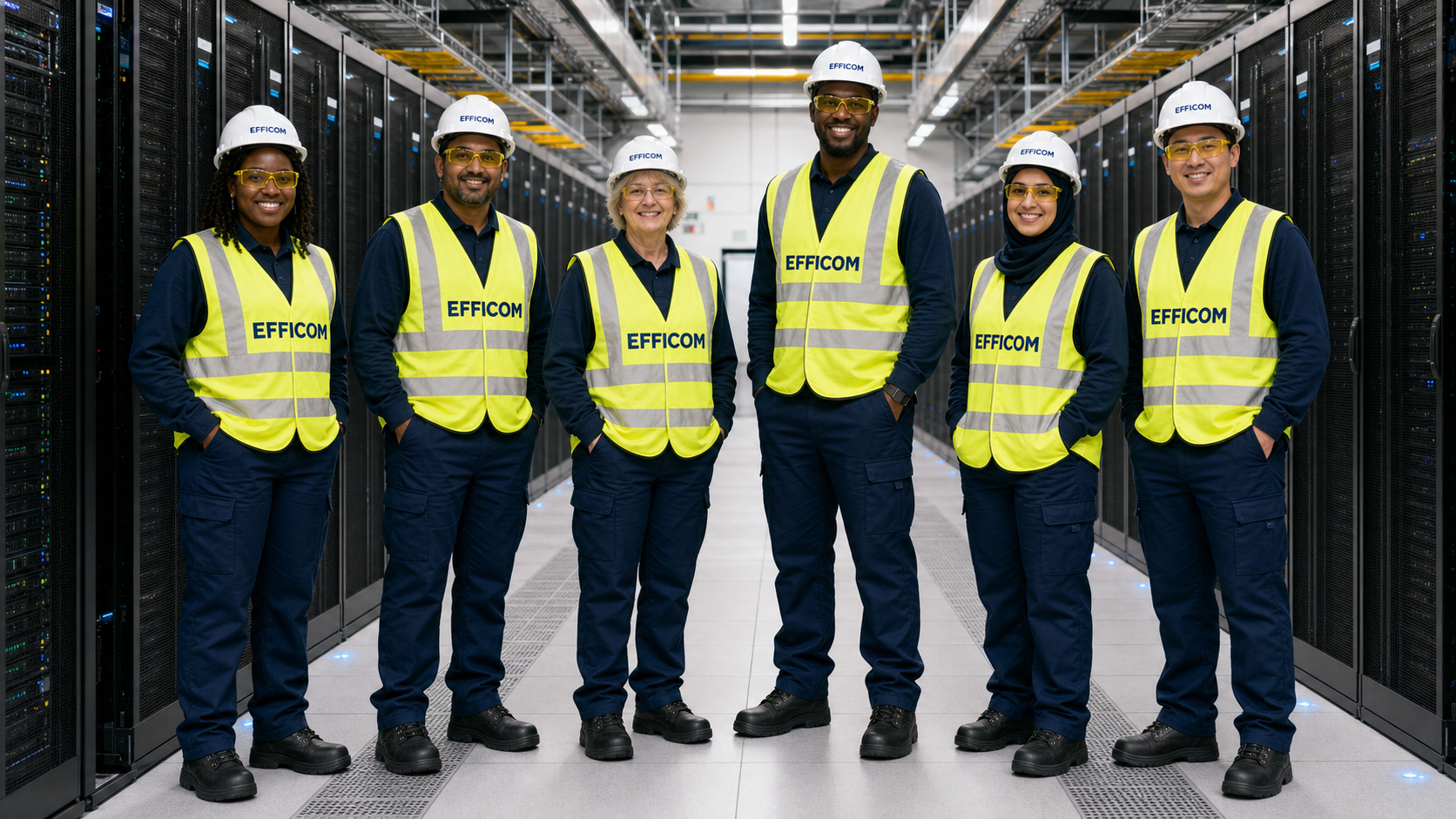 EFFICOM Engineering team in data centre